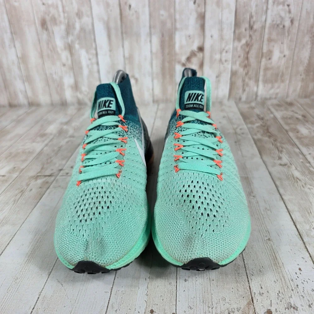 Nike Zoom All Out Flyknit Women Running Shoes‎ Teal Orange Sz 7.5
